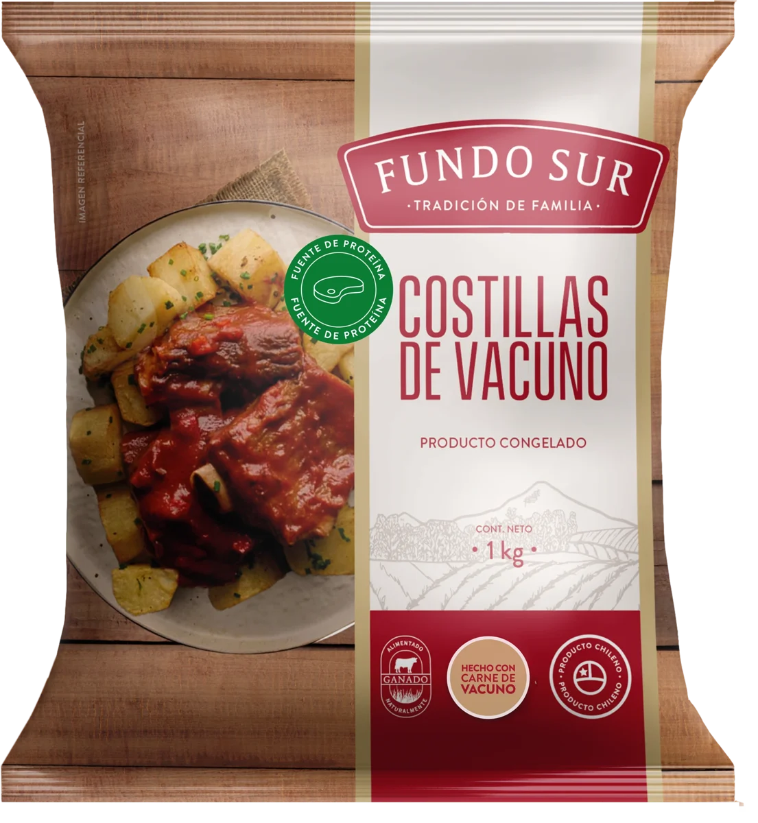 Envase Costillas de Vacuno 1 kg Fundo Sur